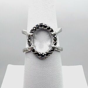 Lucky Brand Black Cubic Zirconia Criss-Cross Antique Silver-Tone Ring Size 7
